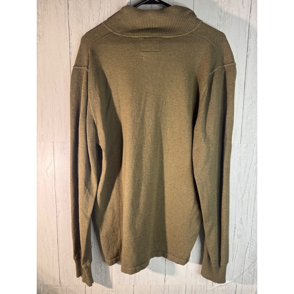 The North Face Mens Quarter Zip Sweater Olive Green Wool Blend Mock Neck Large - Picture 3 of 6
